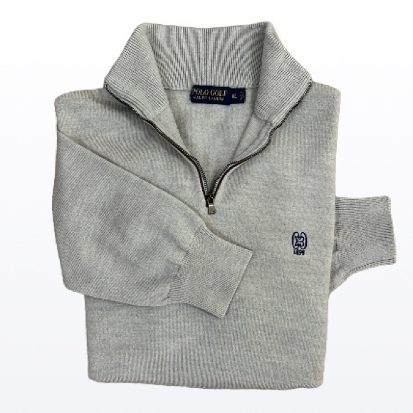 Polo Golf Ralph Lauren Merino Wool Beige Mock collard 1/4 Zip PullOver Men Large - Picture 1 of 10